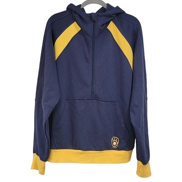 G-III 4Her by Carl Banks MLB Brewers Baseball 1/2 Zip Hoodie Size XXL NWT - Picture 1 of 12